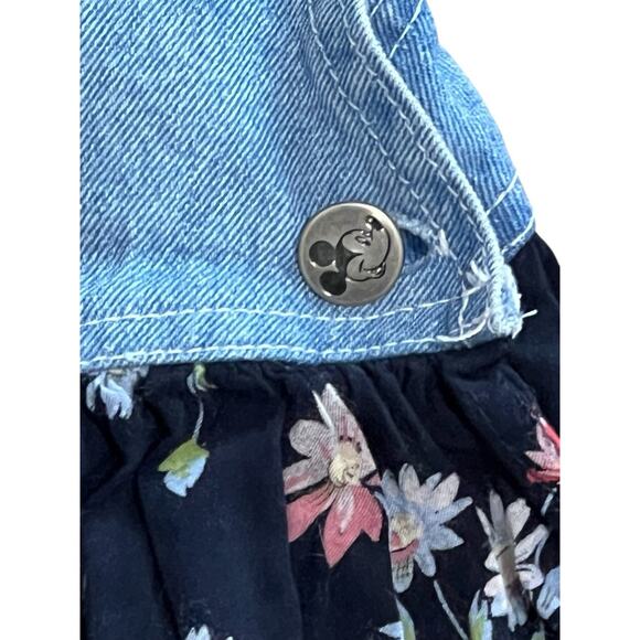 Mickey's Stuff Disney Jerry Leigh Denim Overall Floral Dress Girls M Made in USA - Picture 3 of 7